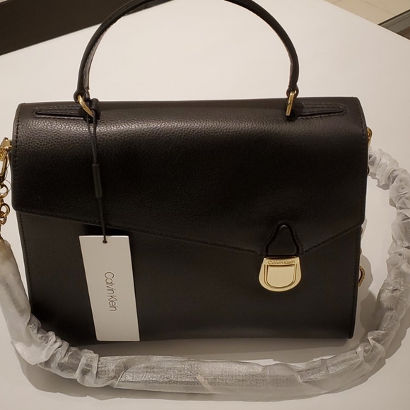 SOLD! Calvin Klein NWT Iris Leather Satchel Handbag - Picture 8 of 10